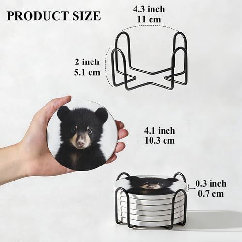 4Pcs Ceramic Coasters with Metal Holder L8492