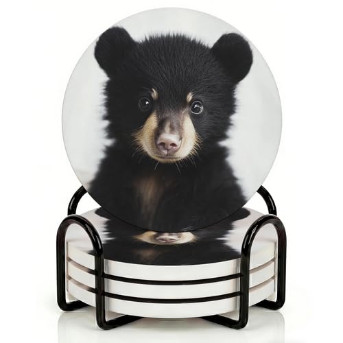 4Pcs Ceramic Coasters with Metal Holder L8492