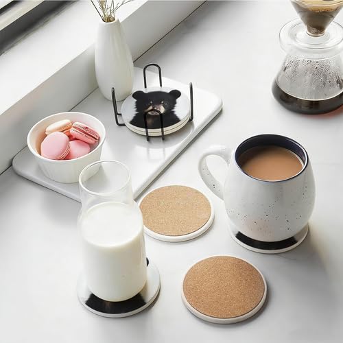 4Pcs Ceramic Coasters with Metal Holder L8492