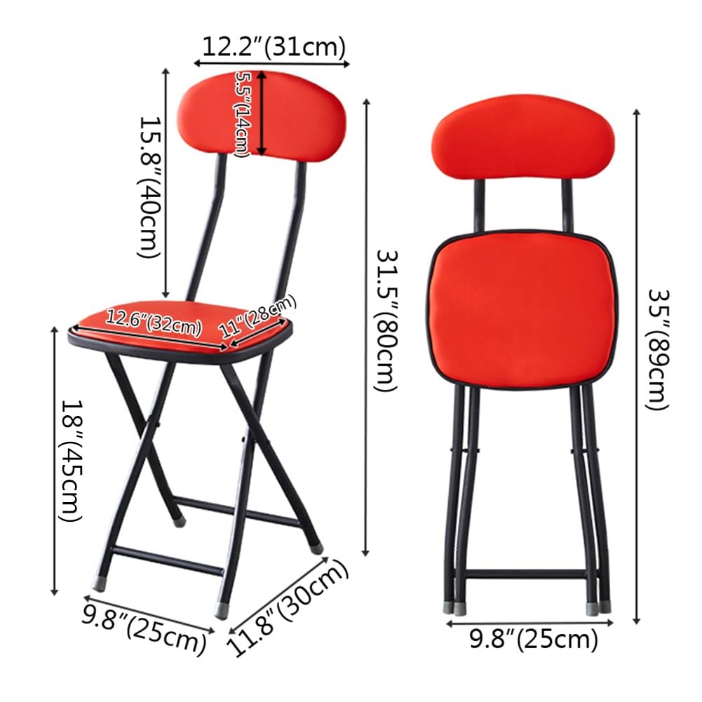 Folding Bar Stool with Backrest, 18 Inch Portable Stool with Footrest, Steel Frame Legs, Black F954