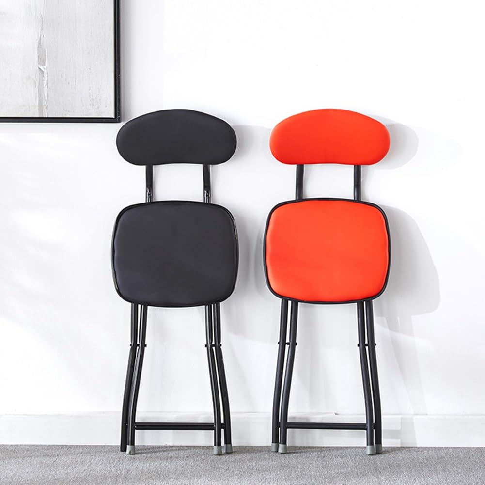 Folding Bar Stool with Backrest, 18 Inch Portable Stool with Footrest, Steel Frame Legs, Black F954