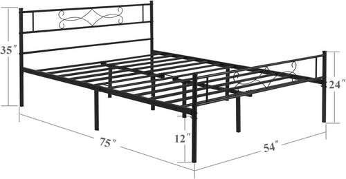 14" Full Size Metal Platform Bed Frame with Headboard N8414