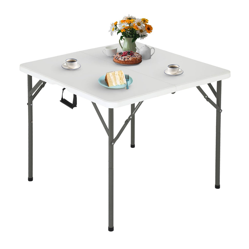 34" White Portable Plastic Folding Table E556908