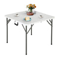 34" White Portable Plastic Folding Table E556908