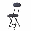 Folding Bar Stool with Backrest, 18 Inch Portable Stool with Footrest, Steel Frame Legs, Black F954