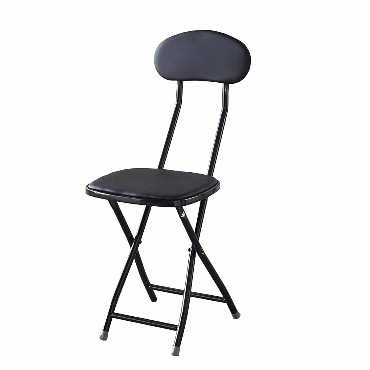 Folding Bar Stool with Backrest, 18 Inch Portable Stool with Footrest, Steel Frame Legs, Black F954