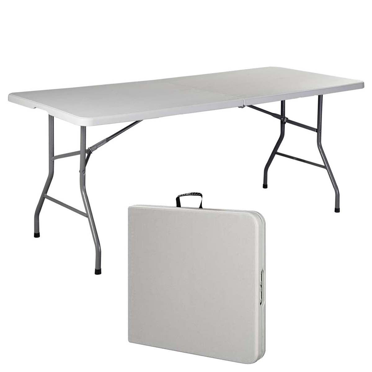 6' Folding Table Portable Plastic Indoor Outdoor White W4410