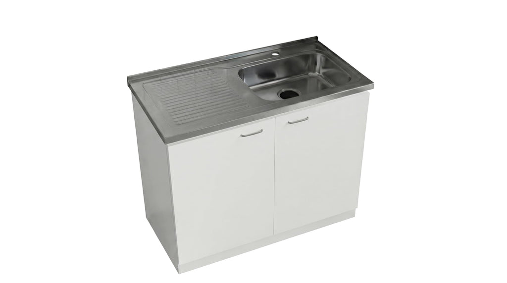 White 39 in Kitchen Sink Cabinet with Stainless Steel Top Y45143
