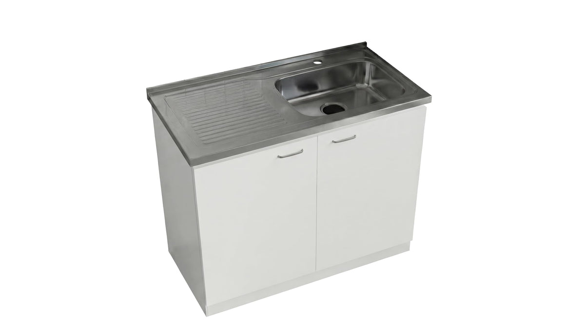White 39 in Kitchen Sink Cabinet with Stainless Steel Top Y45143