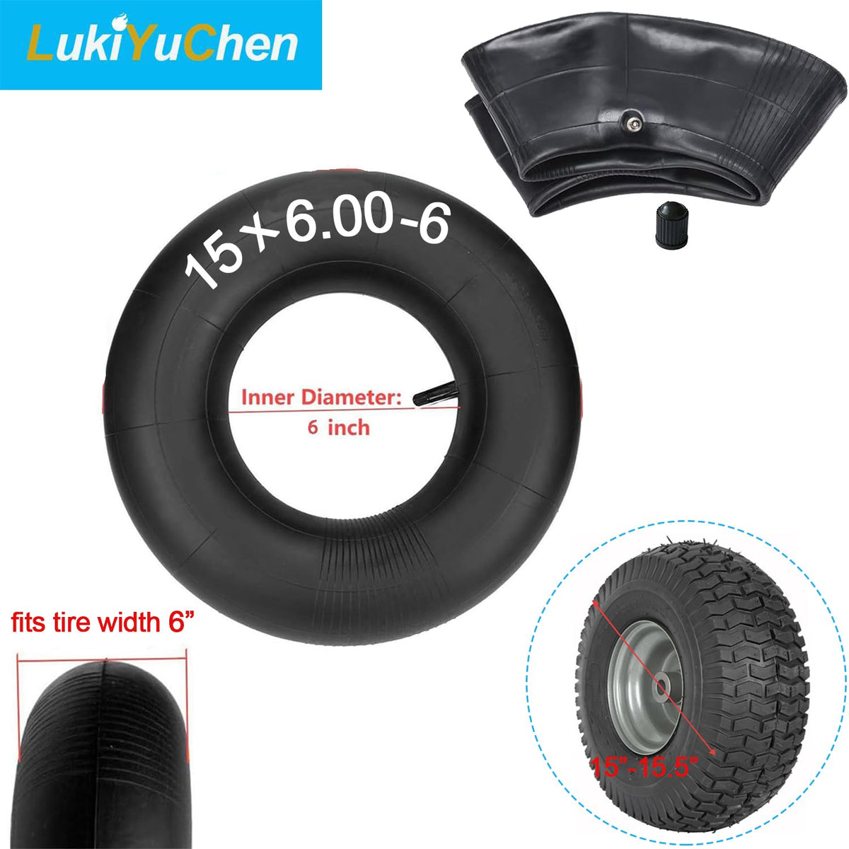 15x6.00-6 Inner Tube with TR13 Valve Stem 2/Pack K159342