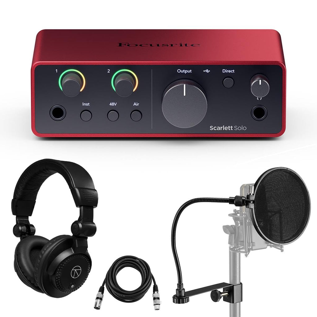 USB Audio Interface with Headphones, Pop Filter, XLR Cable Z152