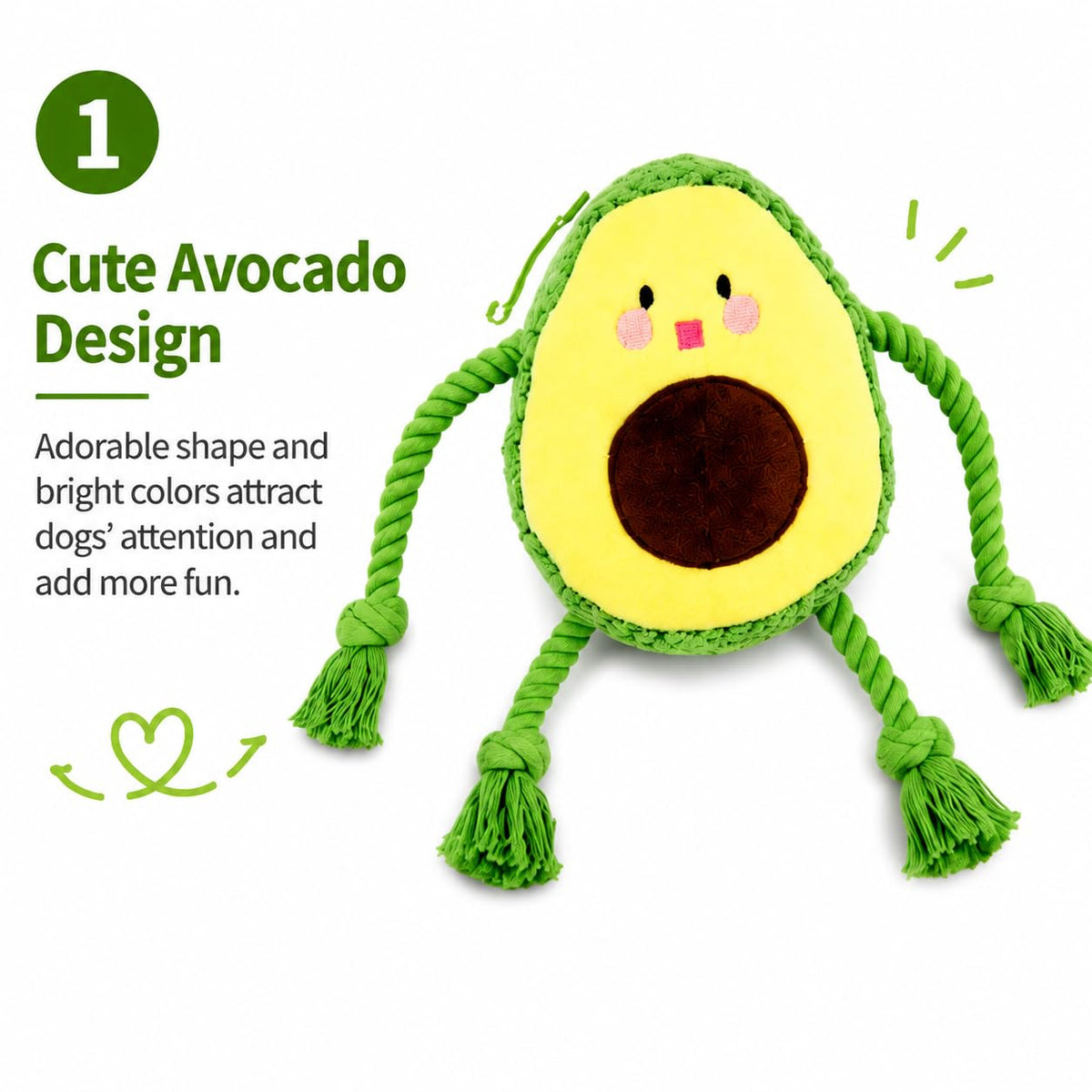 Avocado Rope Plush Dog Toy S8473
