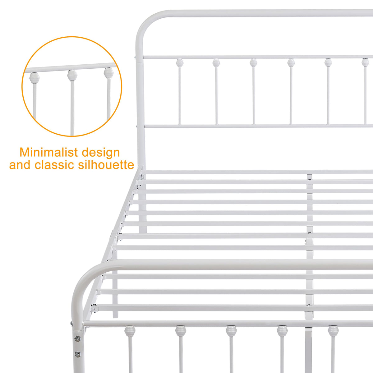 Full Size White Metal Bed Frame with Headboard O198242