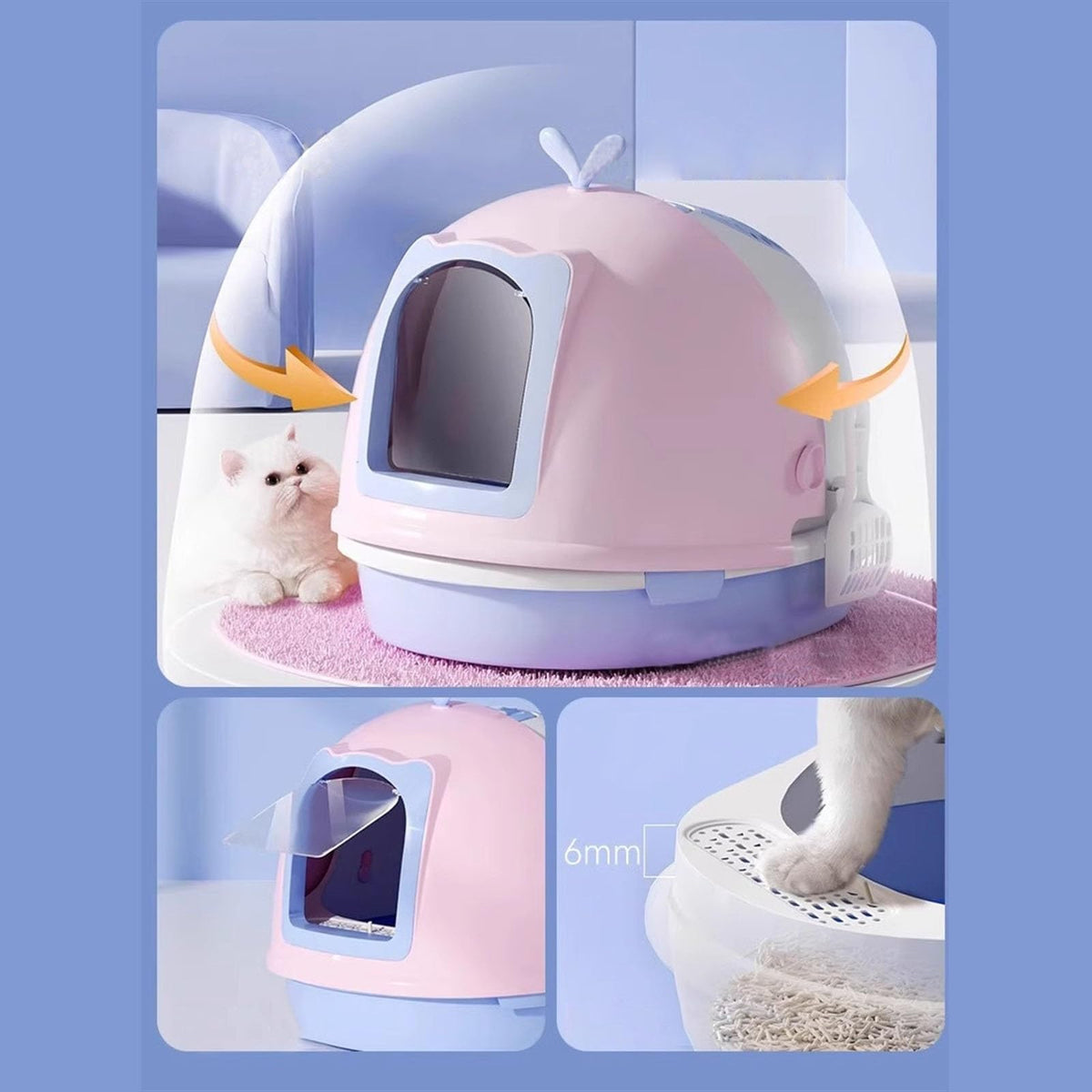 Covered Top Entry Cat Litter Box with Scoop H36263