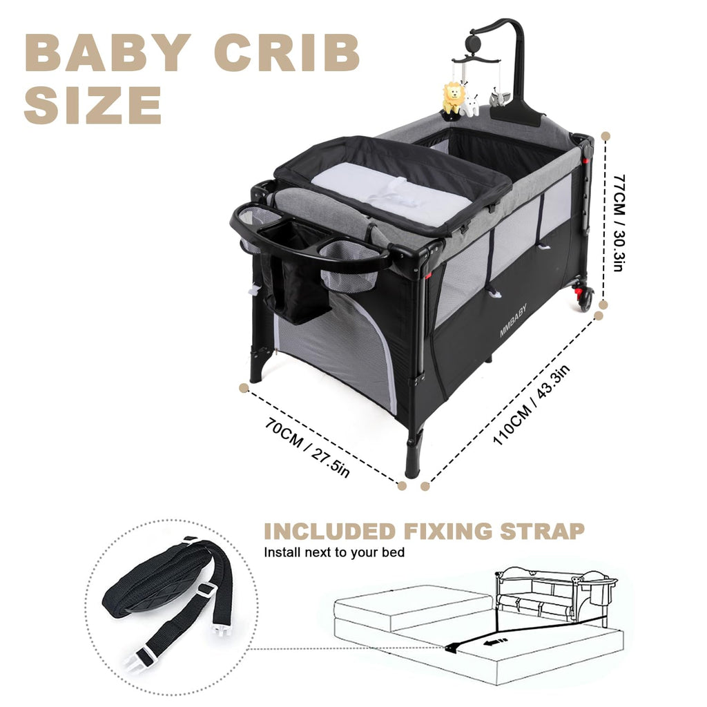 Baby Bedside Crib, Pack and Play, Portable Playard H40466