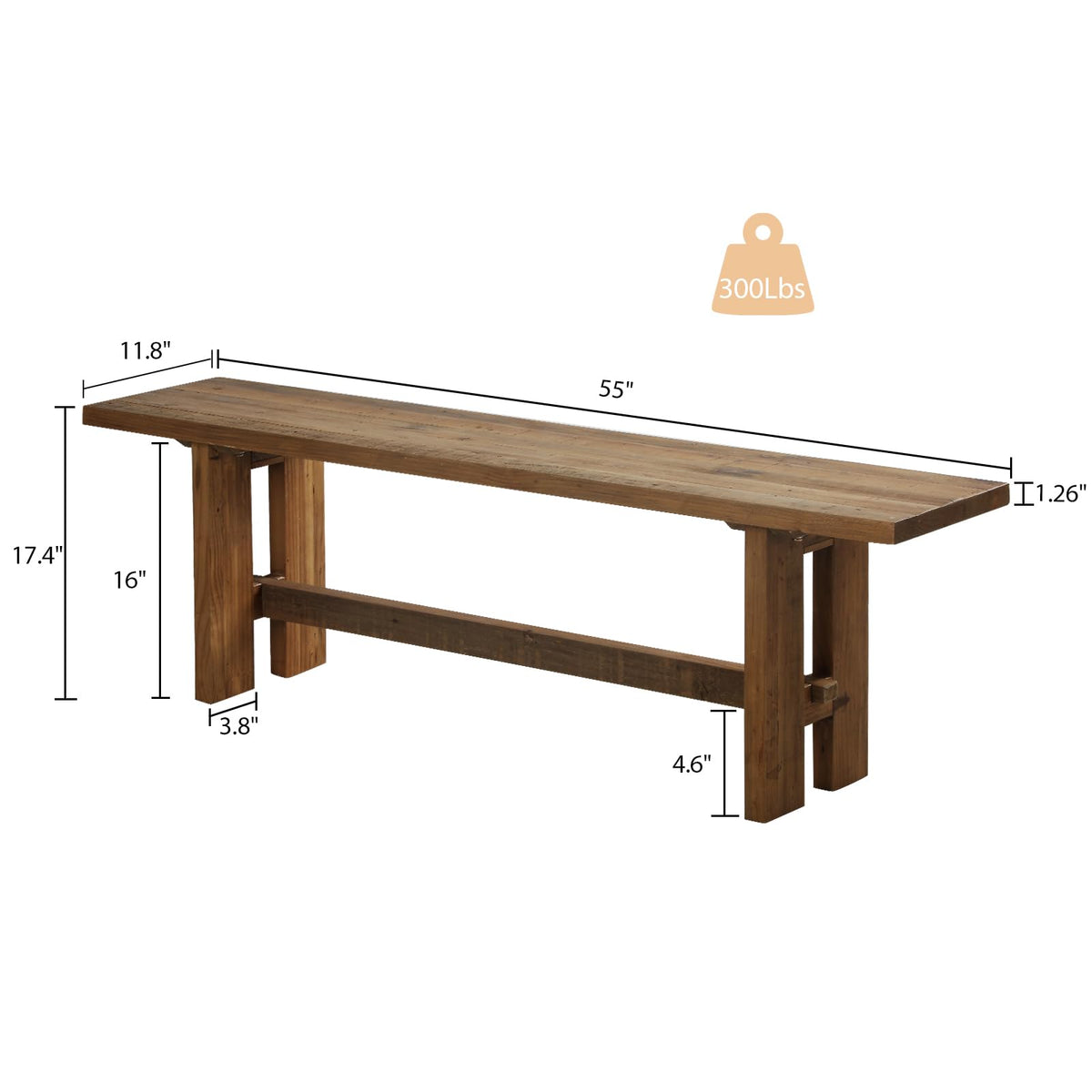 Solid Wood Bench W443