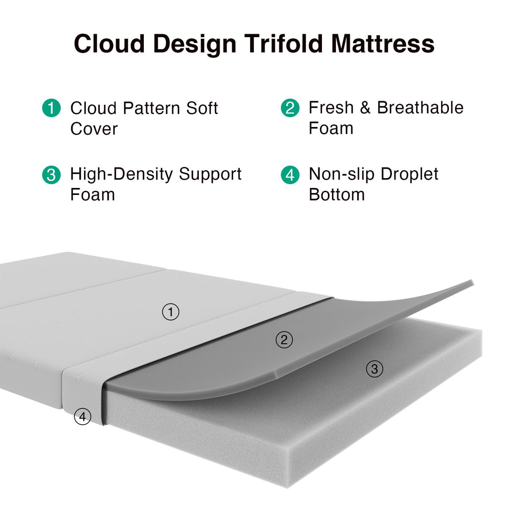 Foldable Foam Mattress Topper, Single Size 4 Inch L649