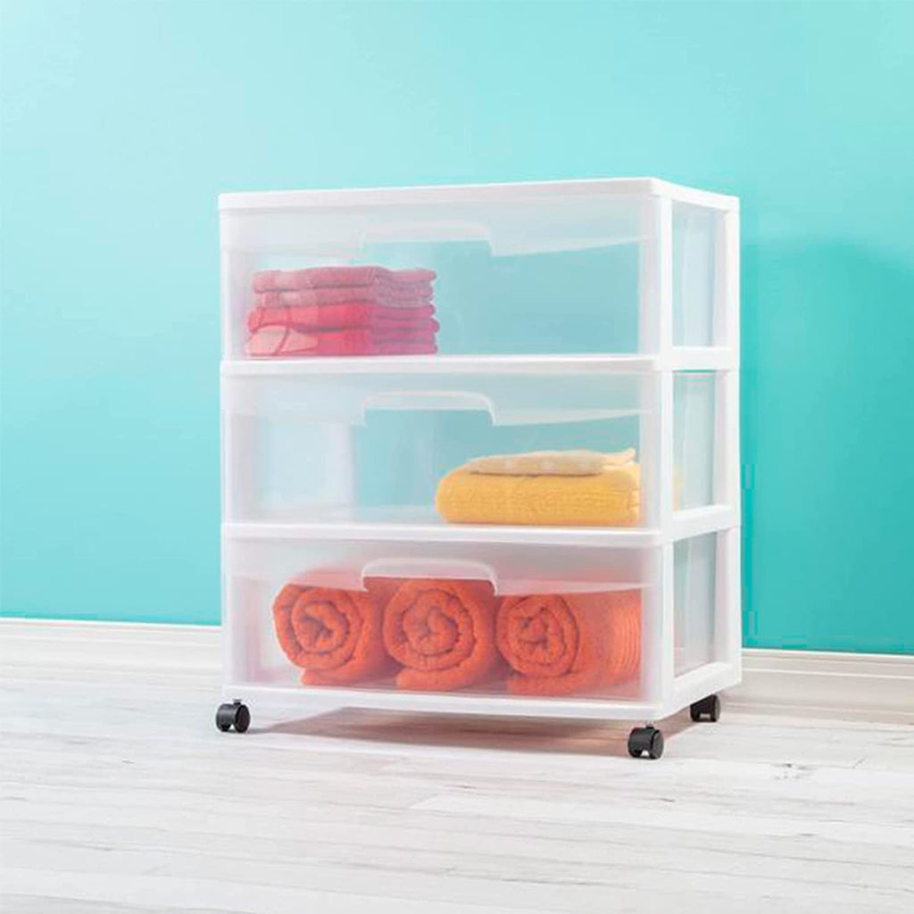 Plastic Storage Drawer Cart with 3 Clear Drawers J632037