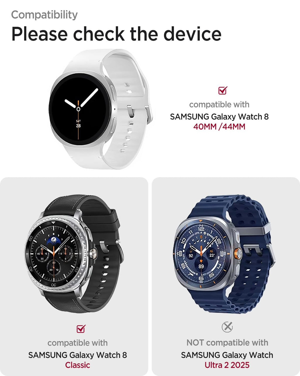Leather Band for Galaxy Watch 9/8 40mm 44mm W665