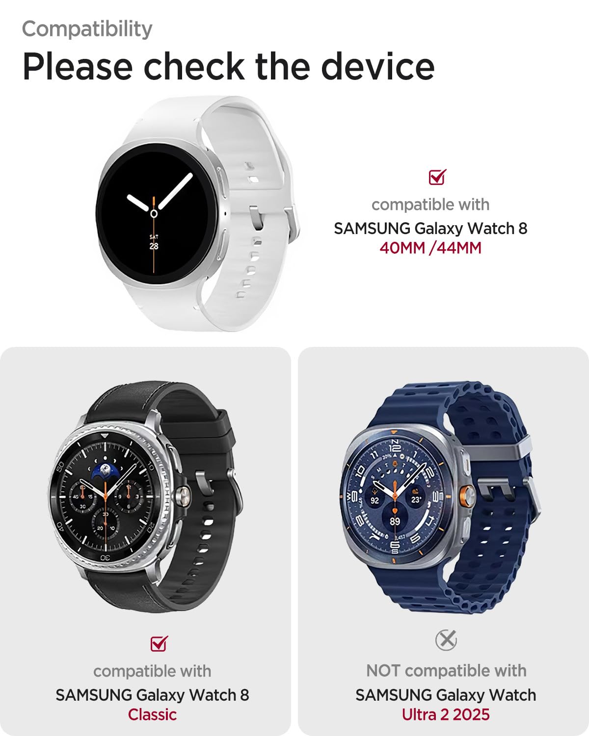 Leather Band for Galaxy Watch 9/8 40mm 44mm W665