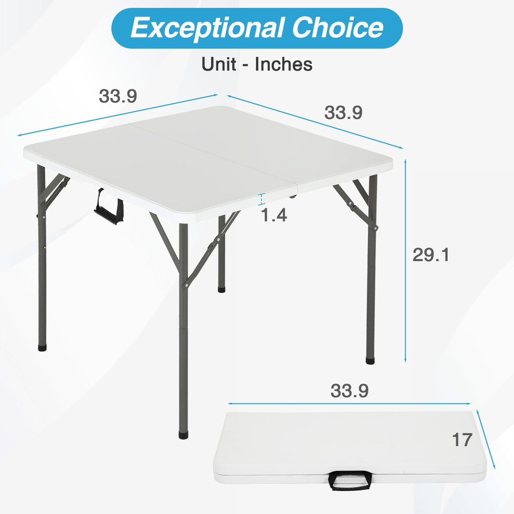 34" White Portable Plastic Folding Table E556908