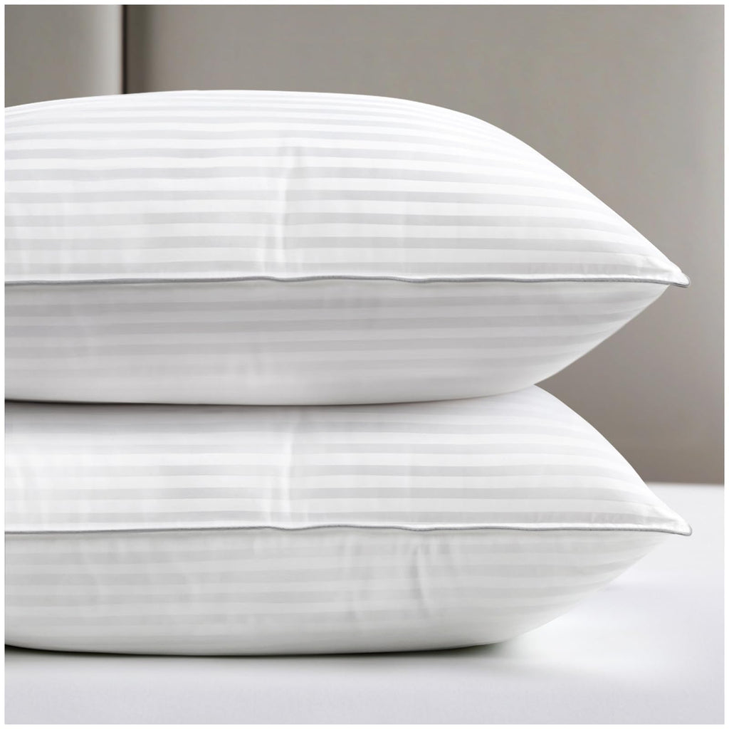 King Size Set of 2 Striped White Pillows R181149