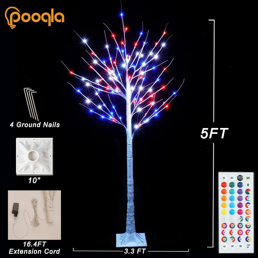 5 ft RGB Lighted Birch Tree N315