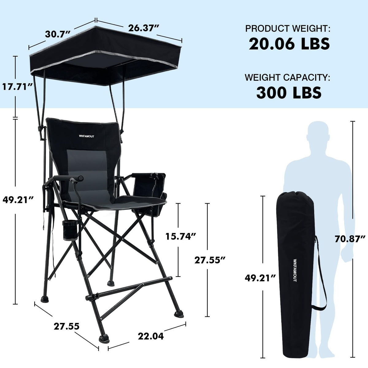 Oversized Folding Director Chair with Canopy and Footrest B4925