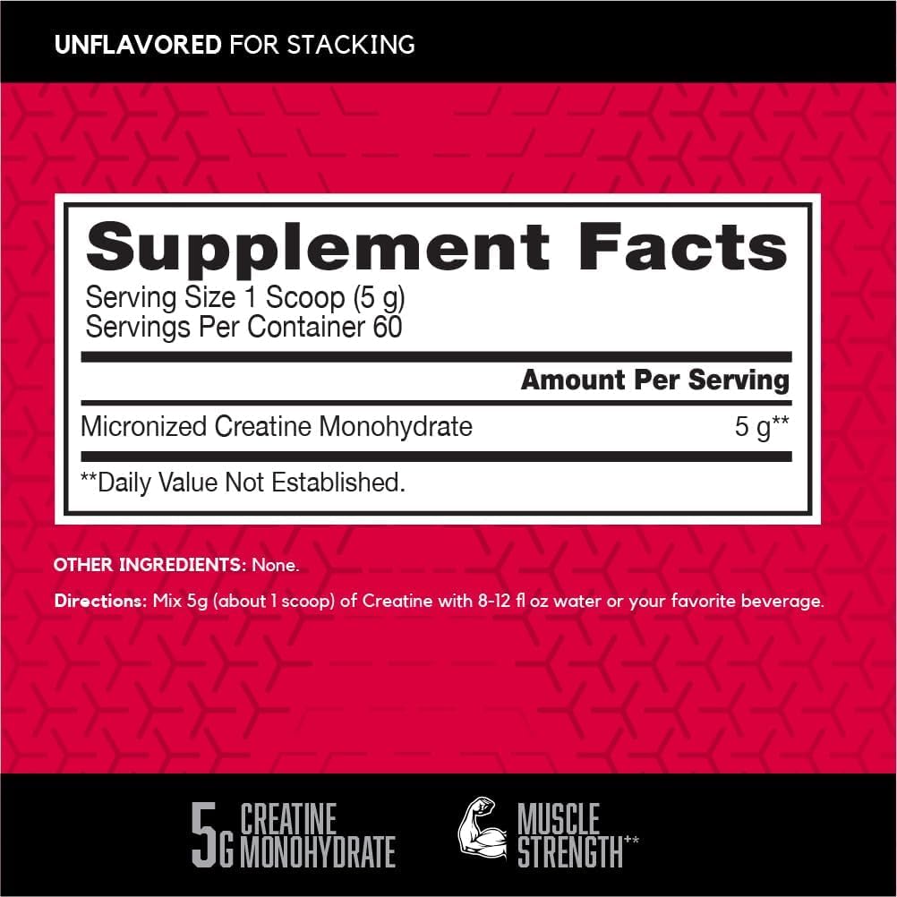 Micronized Creatine Monohydrate Powder, 5g per Serving, 60 Servings D380261