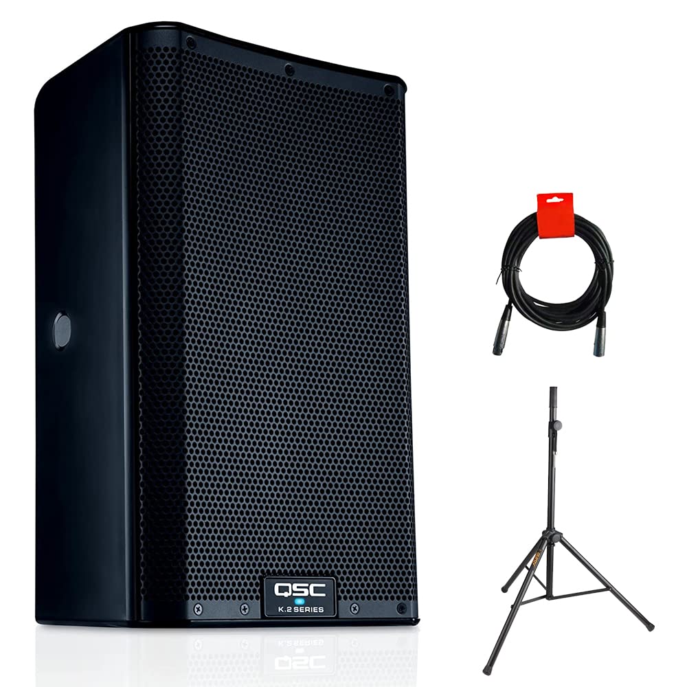 8" 2000W Powered Portable PA Speaker with Speaker Stand and XLR Cable E581