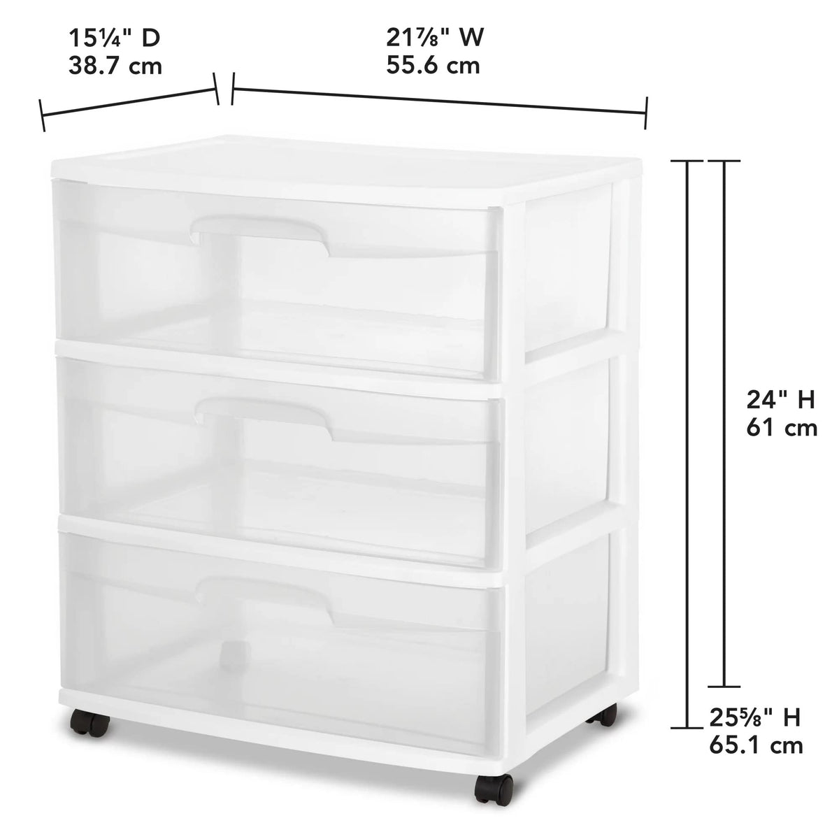 Plastic Storage Drawer Cart with 3 Clear Drawers J632037