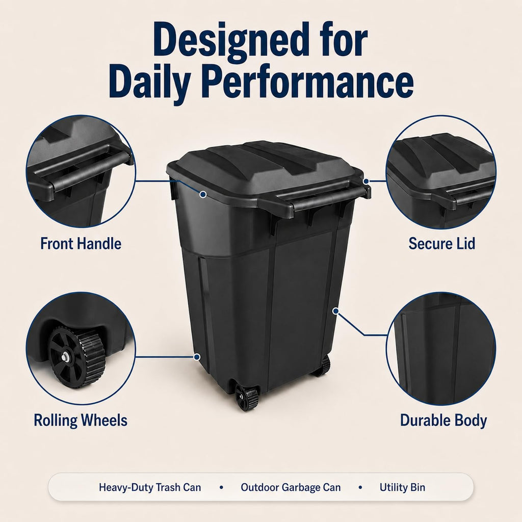 45 Gallon Wheeled Outdoor Trash Can with Lid L4646