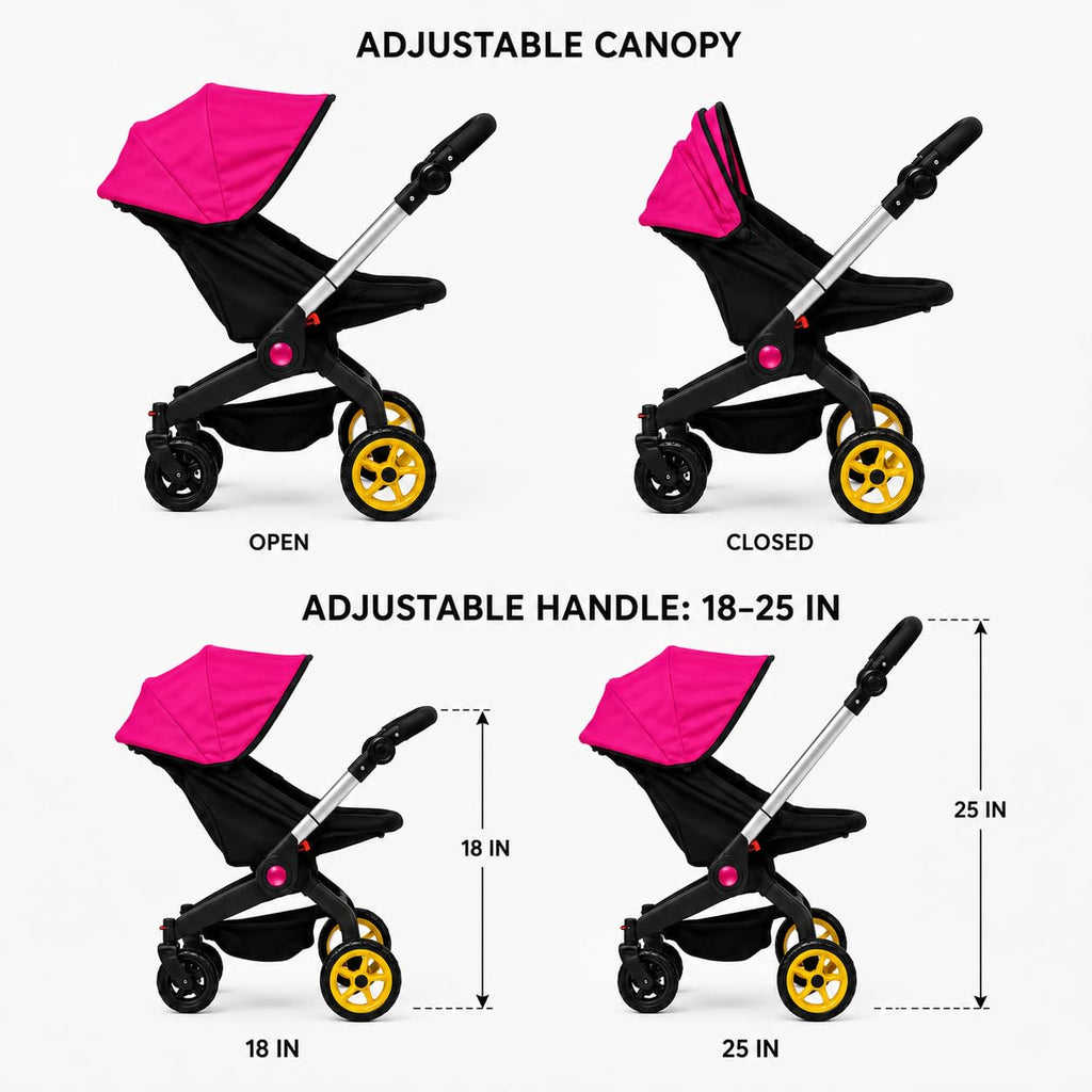 Pink Convertible 2 in 1 Doll Stroller and Car Seat O639