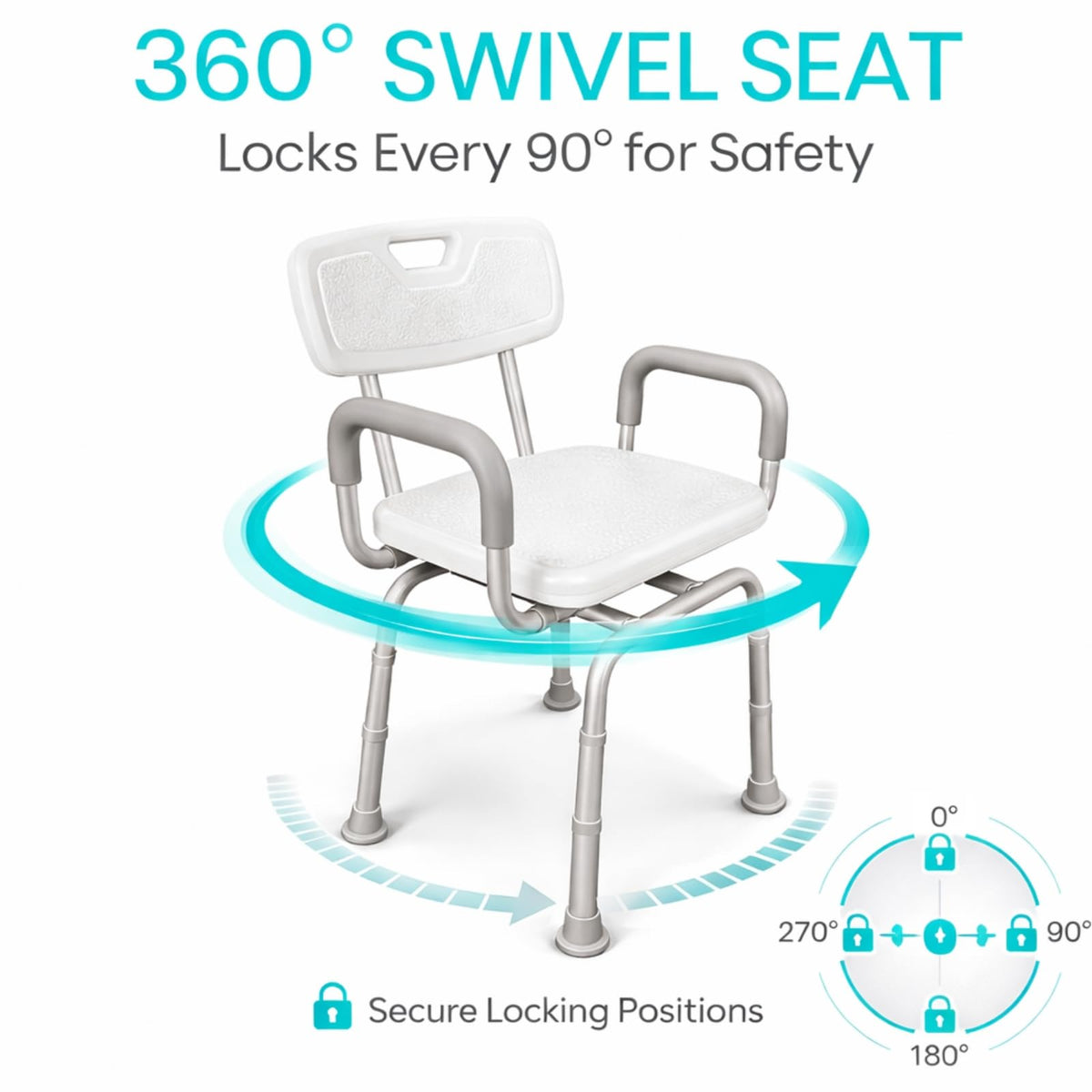 Swivel Shower Chair with Removable Back & Arms U9663