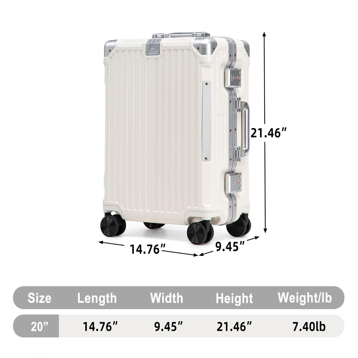 20 In Aluminum Frame ABS Hard Shell Carry On Luggage H66519