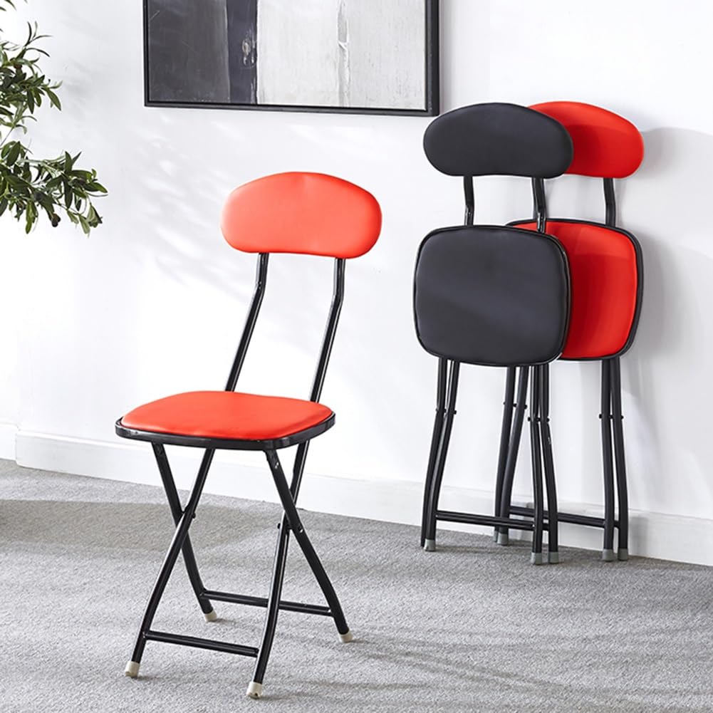 Folding Bar Stool with Backrest, 18 Inch Portable Stool with Footrest, Steel Frame Legs, Black F954