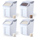 4 Pack 30 LB Airtight Dog Food Storage Container with Wheels Gray F146039