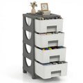 White Grey 4 Drawer Plastic Storage Tower W529