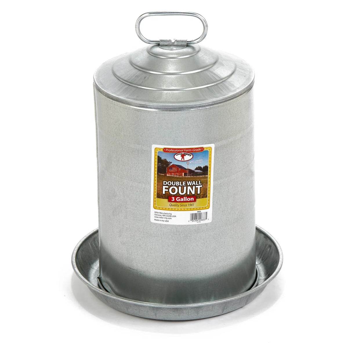 Double Wall Metal Poultry Waterer 3 Gallon G351
