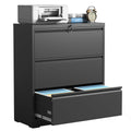 Black 3 Drawer Locking Metal File Cabinet F3689