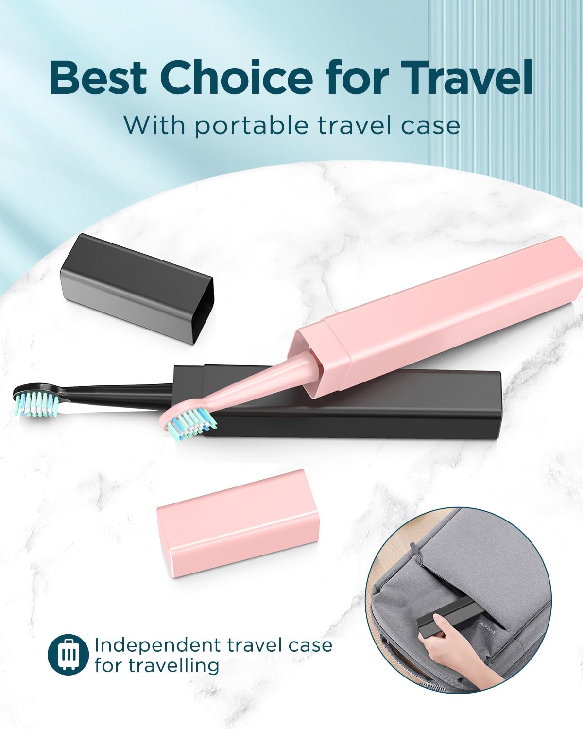 2 Pack Rechargeable Electric Toothbrush with 12 Brush Heads & 2 Travel Case H885081