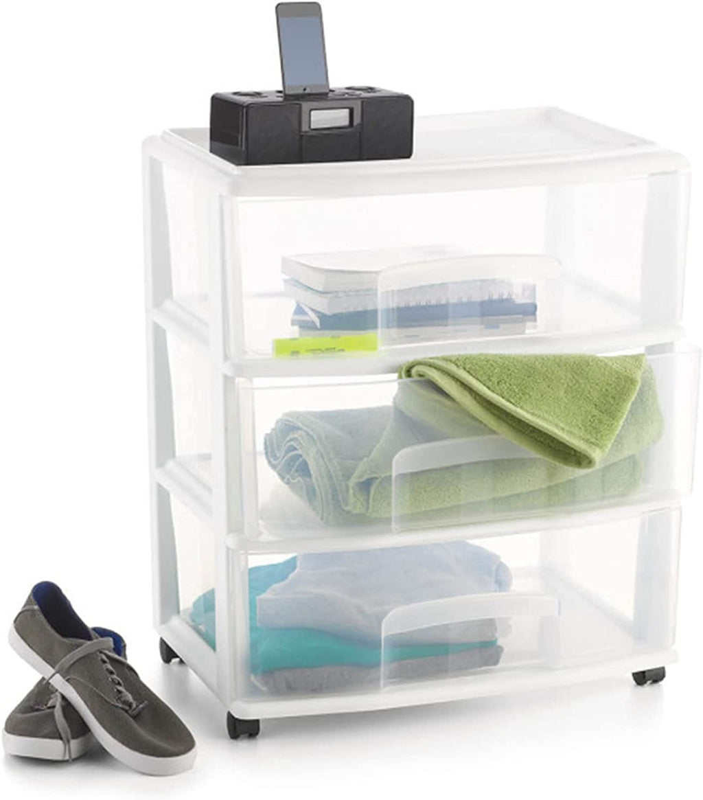 Plastic Storage Drawer Cart with 3 Clear Drawers J632037