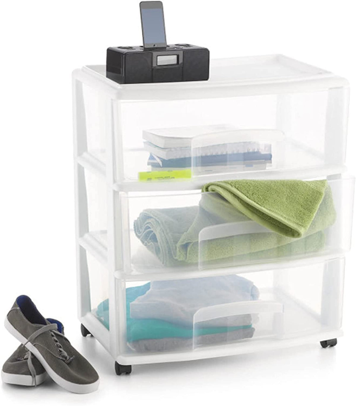 Plastic Storage Drawer Cart with 3 Clear Drawers J632037