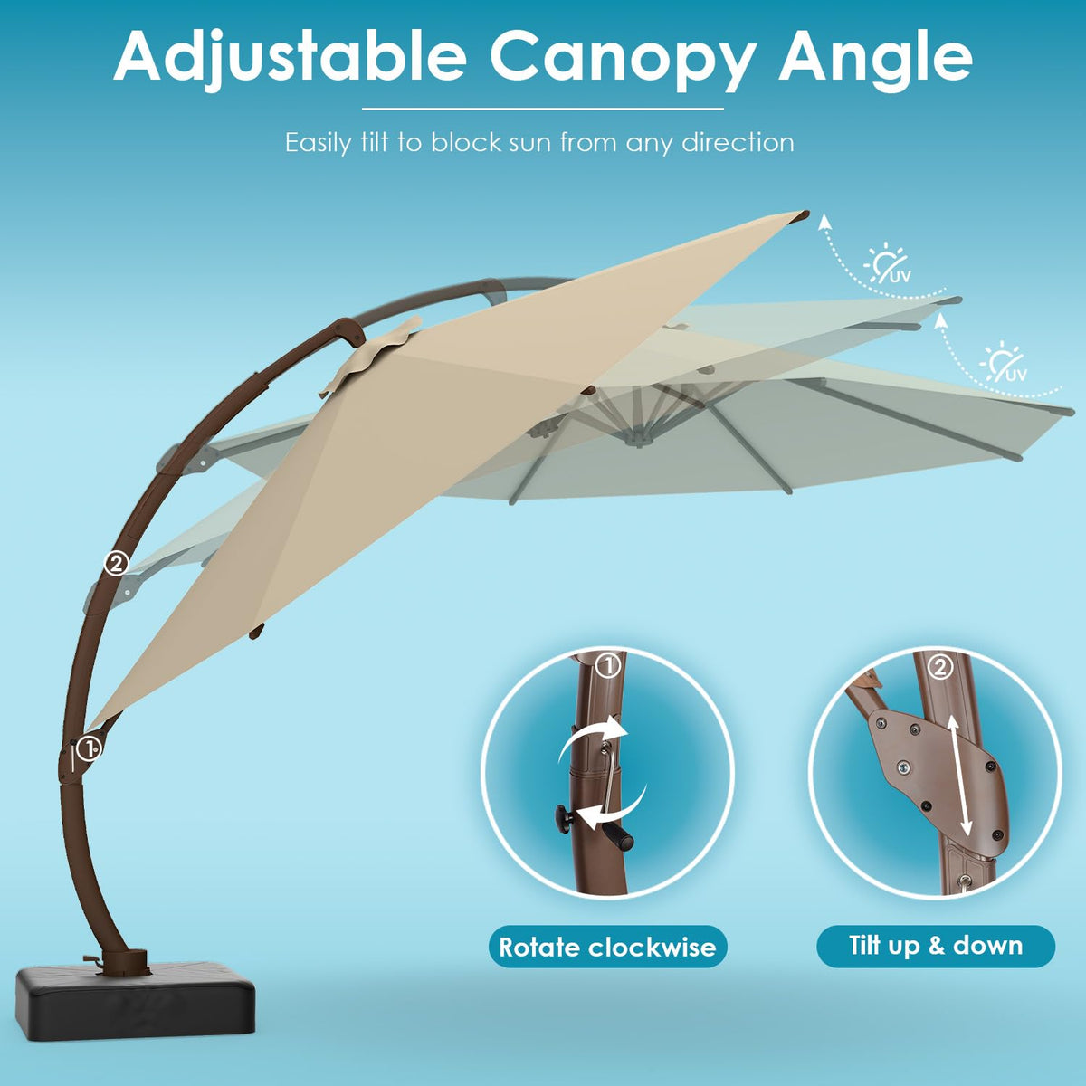 11-FT Patio Offset Cantilever Umbrella with Base H4641