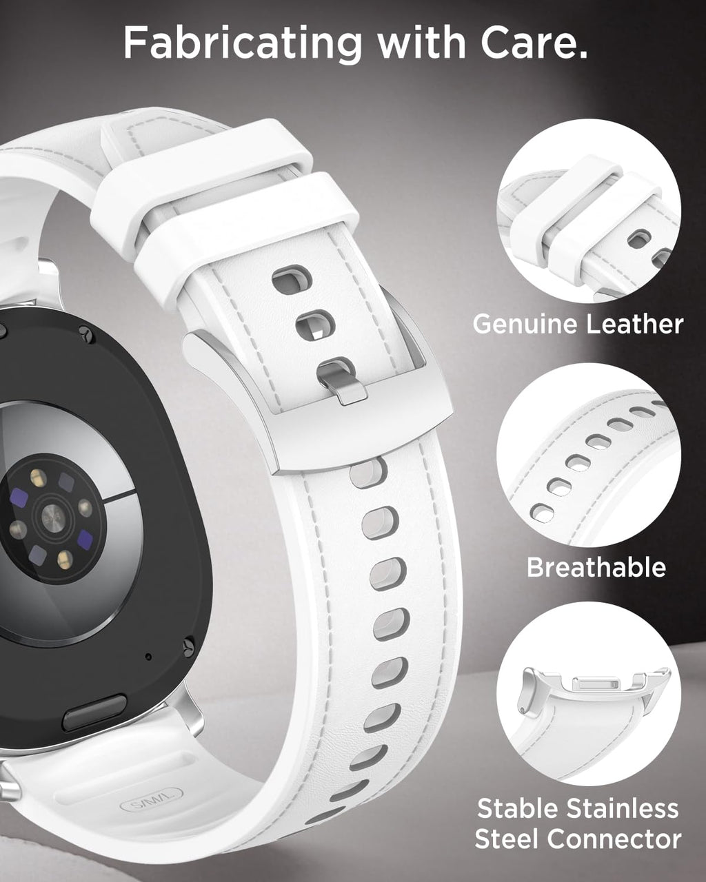 Leather Band for Galaxy Watch 9/8 40mm 44mm W665