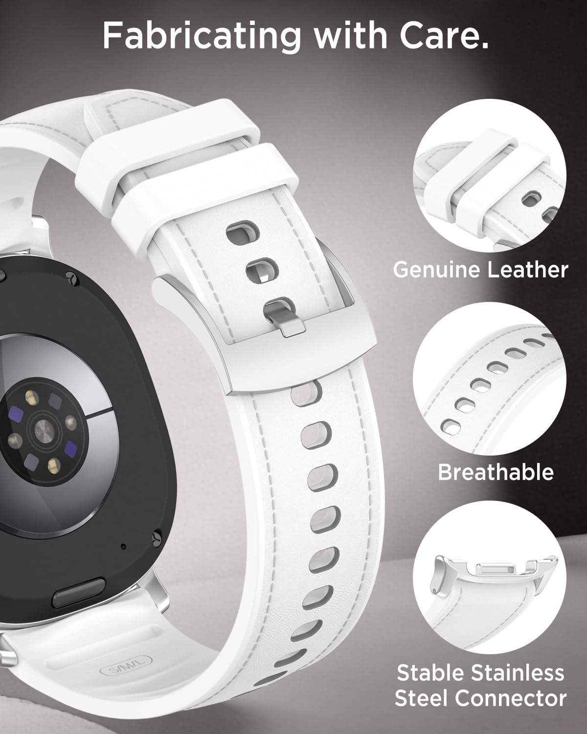 Leather Band for Galaxy Watch 9/8 40mm 44mm W665