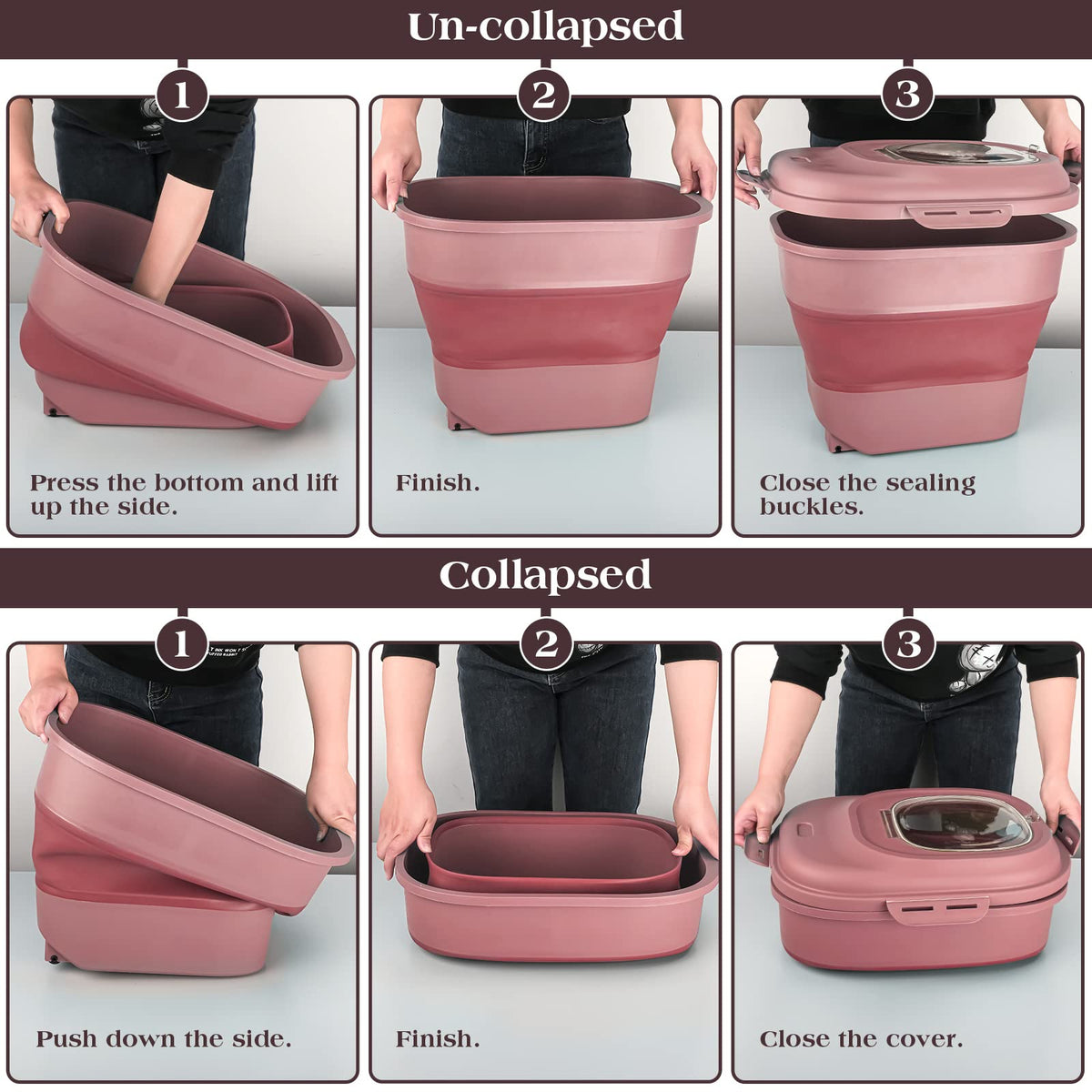 Airtight Collapsible Pet Food Storage Container with Scoop N226575