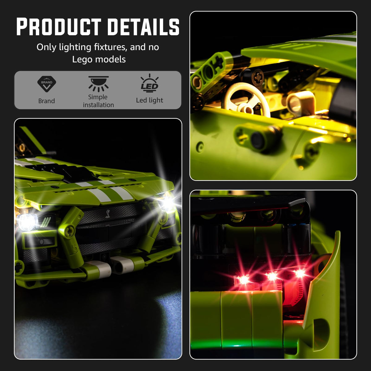 Light Kit Compatible with Technic Car, Lighting Accessories for Display W7299