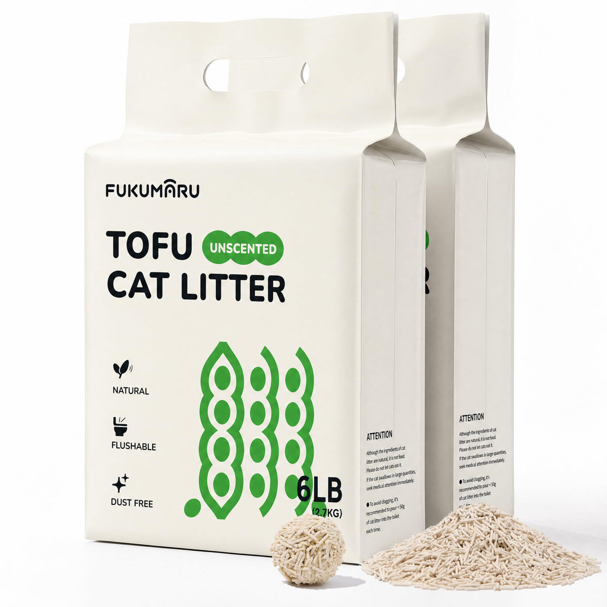 Unscented Plant-Based Clumping Tofu Cat Litter 12 lb X926512