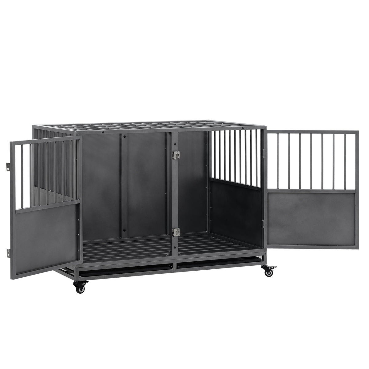 48 inch Heavy Duty Folding Metal Dog Cage with Divider Panel U28098